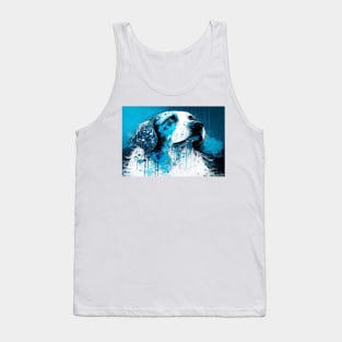 Abstract Splash Painting Of A Dog In Blue And White Colours Tank Top